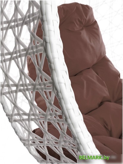 Подвесное кресло M-Group Для двоих Люкс 11510105 (белый ротанг/коричневая подушка) - фото2
