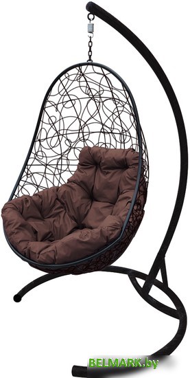 Подвесное кресло M-Group Овал 11140405 (черный ротанг/коричневая подушка) - фото