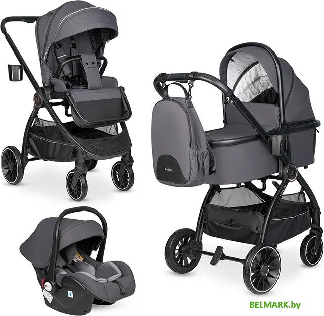 Универсальная коляска Farfello Camille 2024 (3 в 1, графит) - фото2