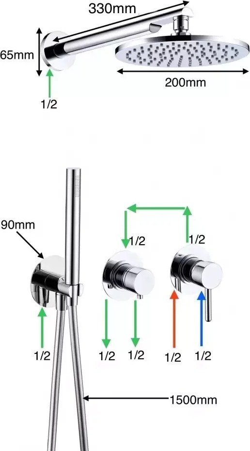 Душевая система Grocenberg GB5090 (никель) - фото2