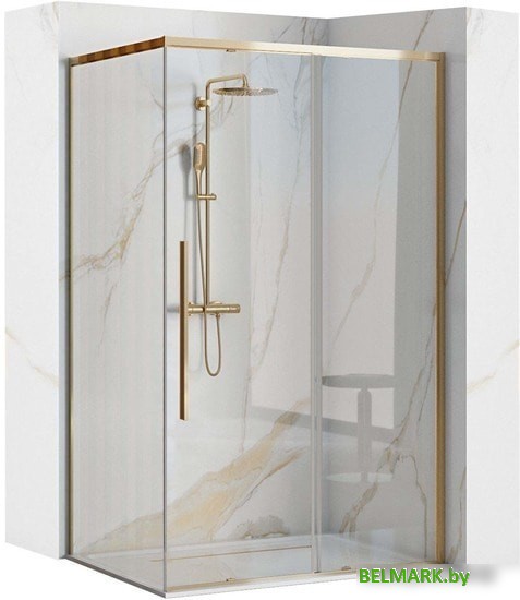 Душевой уголок Rea Solar 90x90 (золото/прозрачное стекло) - фото