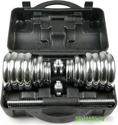 Набор гантелей с соединительным грифом Atlas Sport хромированных в чемодане 20 кг (2x10 кг) - фото2