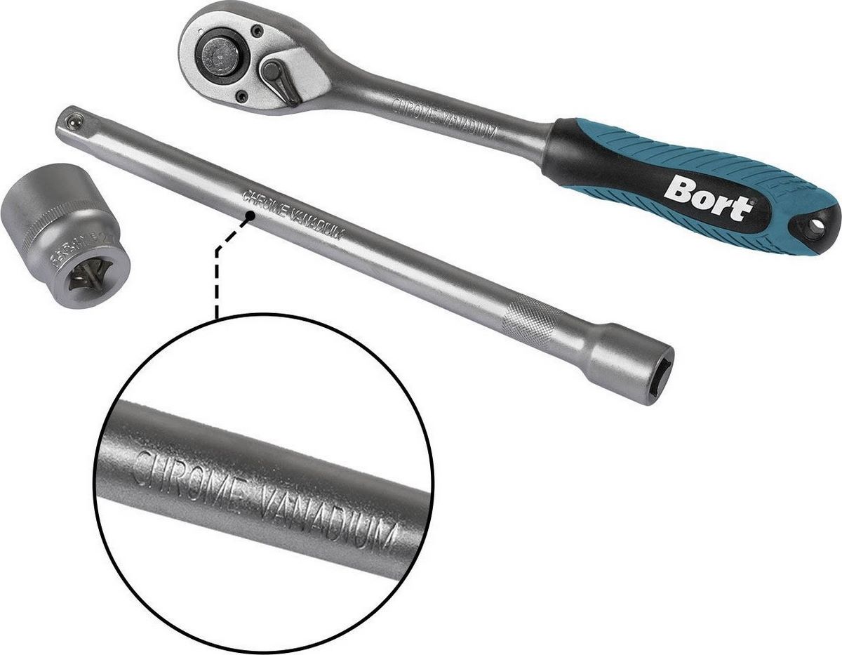 Набор трещотка с головками Bort BTK-33 (33 предмета) - фото2