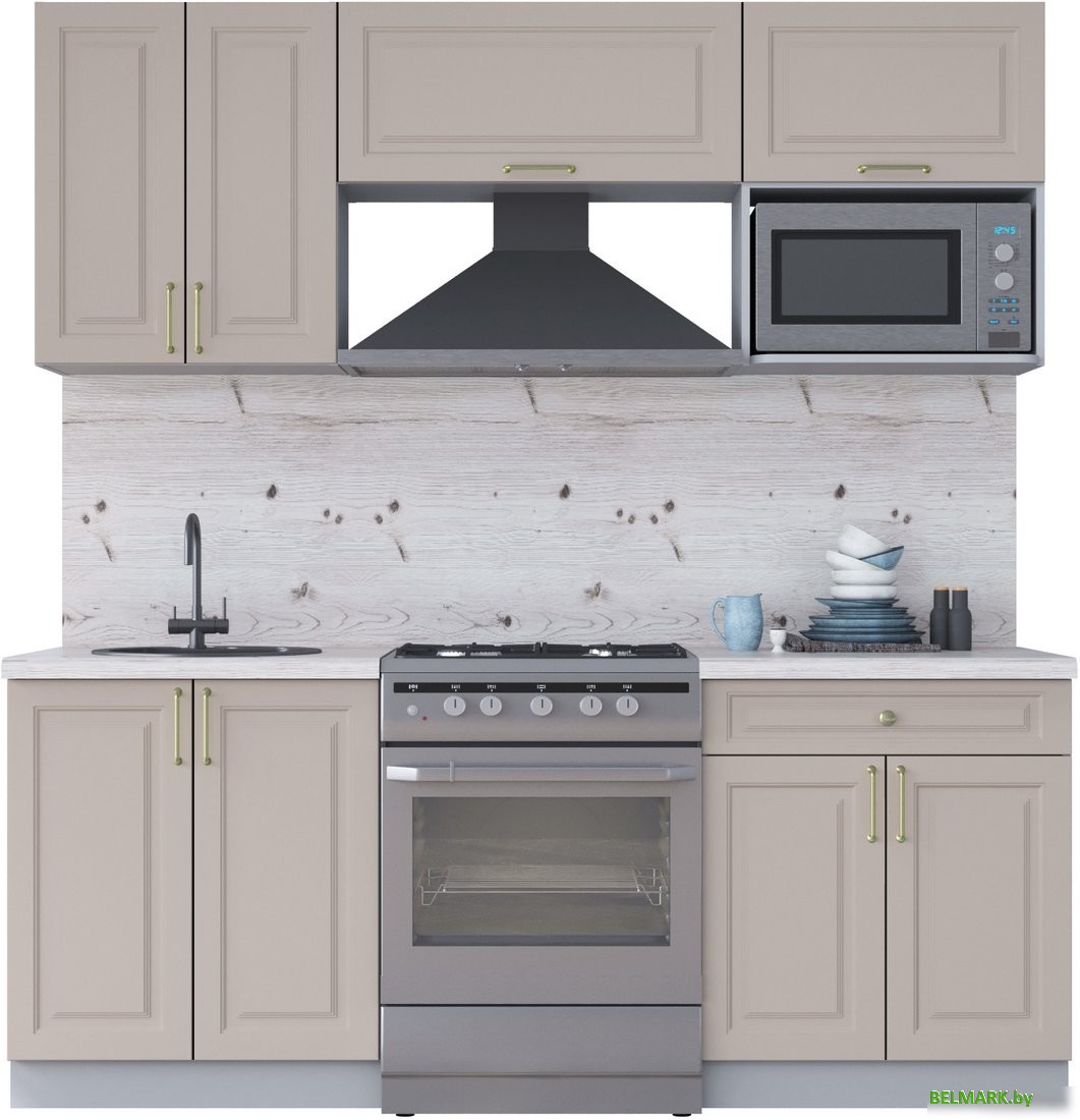 Готовая кухня Интерлиния Мила Шато 2.0В (луна/луна/бискайская сосна) - фото