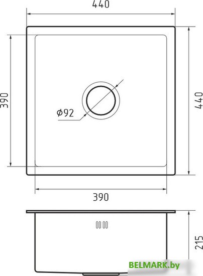 Кухонная мойка GranFest Metal нержавеющая сталь AISI 304 GF-4444 графит (с сифоном) - фото2