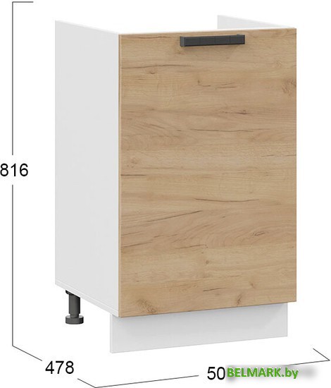 Шкаф напольный Трия Детройт 1Н5М (белый/дуб крафт золотой) - фото2