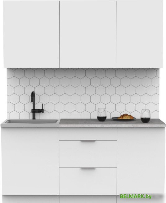 Готовая кухня Интермебель Микс Топ-3 1.7м (белый премиум/венато) - фото