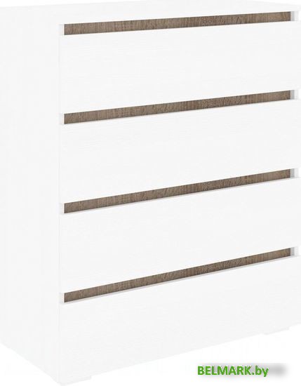 Комод Кортекс-мебель Бари 80 4ш (белый/белый/дуб сонома) - фото