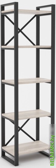 Стеллаж Hype Mebel Стандарт 80x170 (черный/древесина белая) - фото