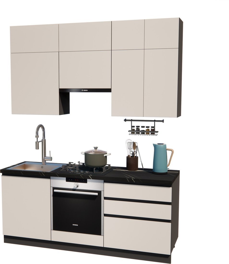 Готовая кухня ВерсоМебель Эко Премиум 2.0 (кашемир/ст. тунис) - фото