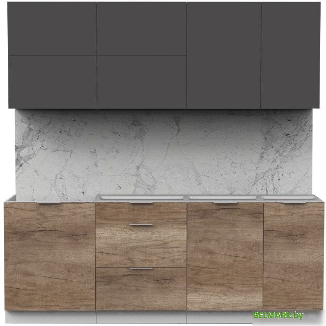 Готовая кухня Интермебель Микс Топ-36 2.1м без столешницы (графит серый/дуб каньон) - фото