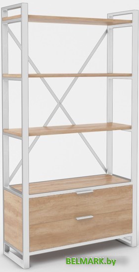 Стеллаж Hype Mebel Стандарт Люкс 50x170 (белый/дуб галифакс натуральный) - фото