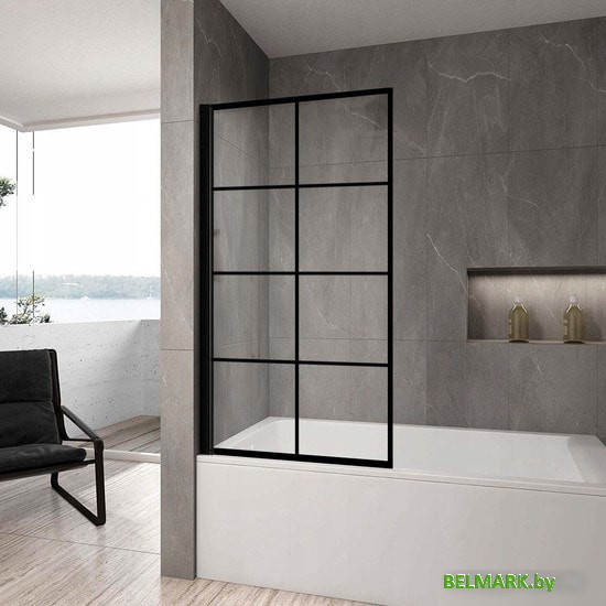 Душевая шторка Rea Lagos-1 Fix 70 (черный/прозрачное стекло) - фото2