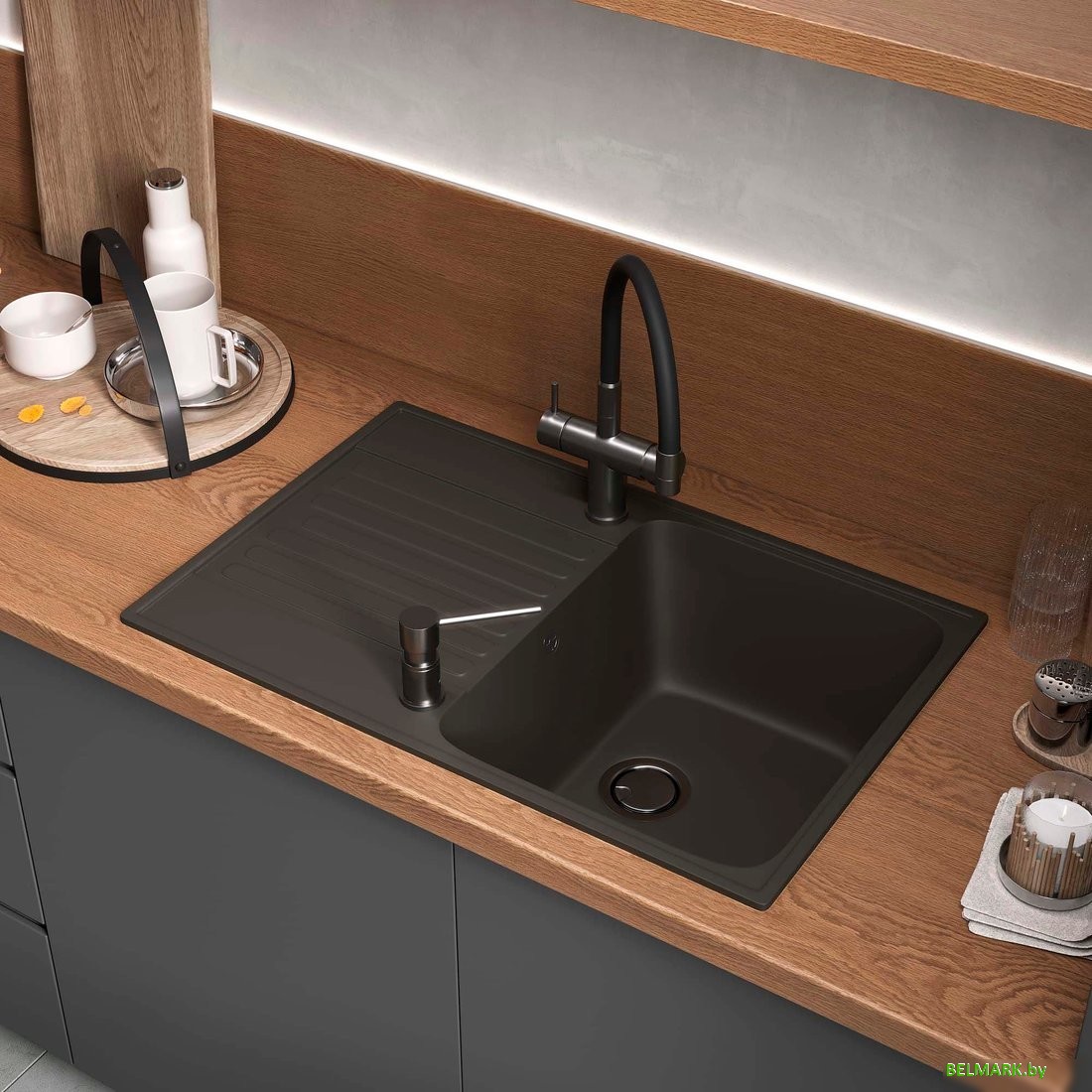 Кухонная мойка Reflexion Bolero RF0574BL - фото