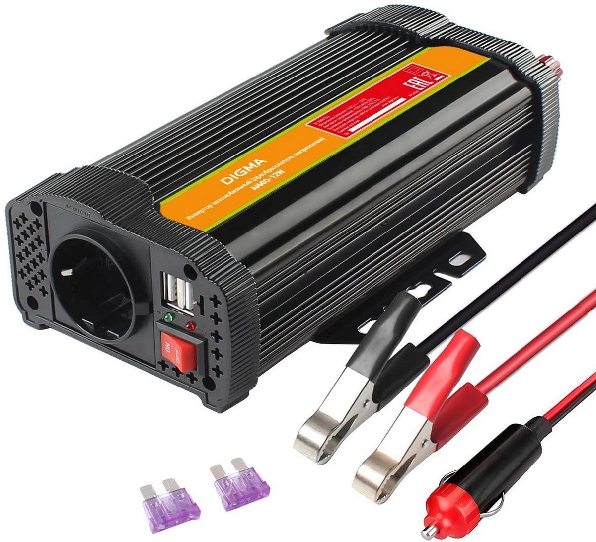 Автомобильный инвертор Digma AI600-12W - фото