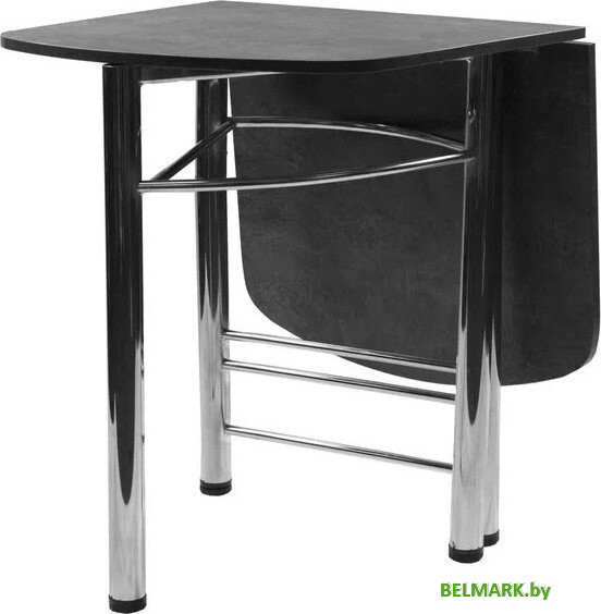 Кухонный стол ВВР Пристенный (камень темный/хром, ЛДСП) - фото