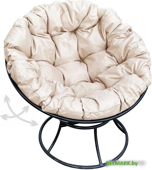 Кресло M-Group Папасан пружинка 12040401 (черный/бежевая подушка) - фото
