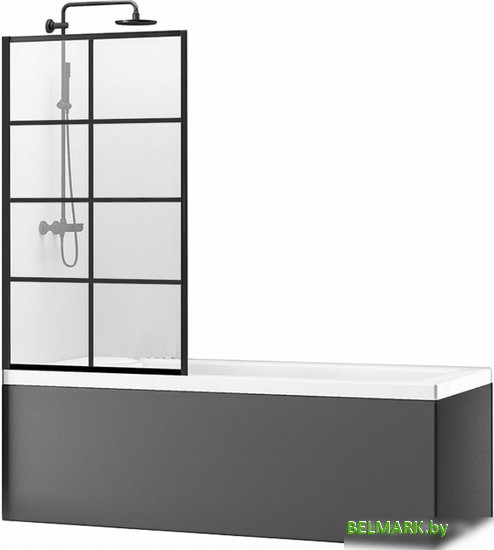 Душевая шторка Rea Lagos-1 Fix 80 (черный/прозрачное стекло) - фото