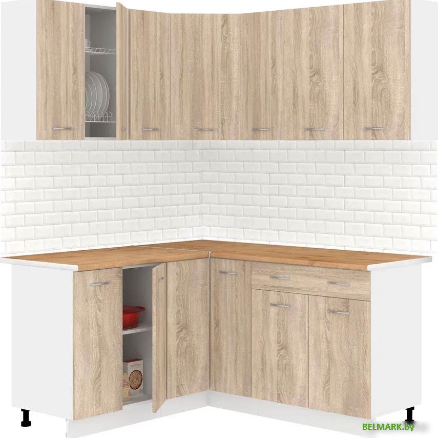 Готовая кухня Кортекс-мебель Корнелия Лира 1.5x1.7 (дуб сонома/дуб бунратти) - фото