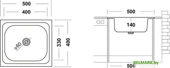 Кухонная мойка Ukinox ECO 500.400 (стальной/нержавеющая сталь) - фото2