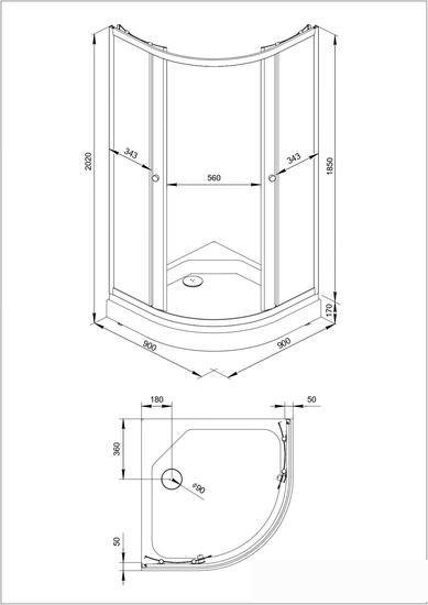 Душевой уголок Triton Альфа Хром А1 90х90 без поддона (прозрачное стекло) - фото2