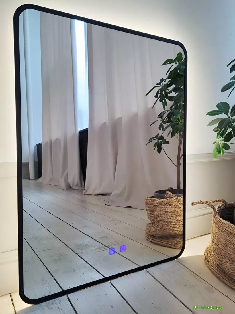 Зеркало с подсветкой eMZe 60x80 LED.UV.SMART.60.80.CHE.AF.4K (черный с УФ-окантовкой и подсветкой) - фото