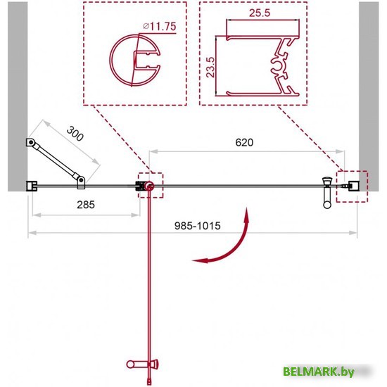 Душевая дверь BelBagno UNO-B-12-30+70-C-Cr - фото2
