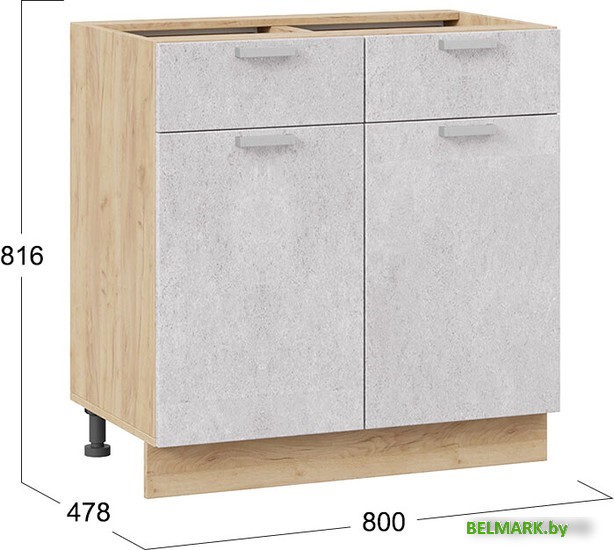 Шкаф напольный Трия Гранита 1Н8Я1 (дуб крафт золотой/бетон снежный) - фото2