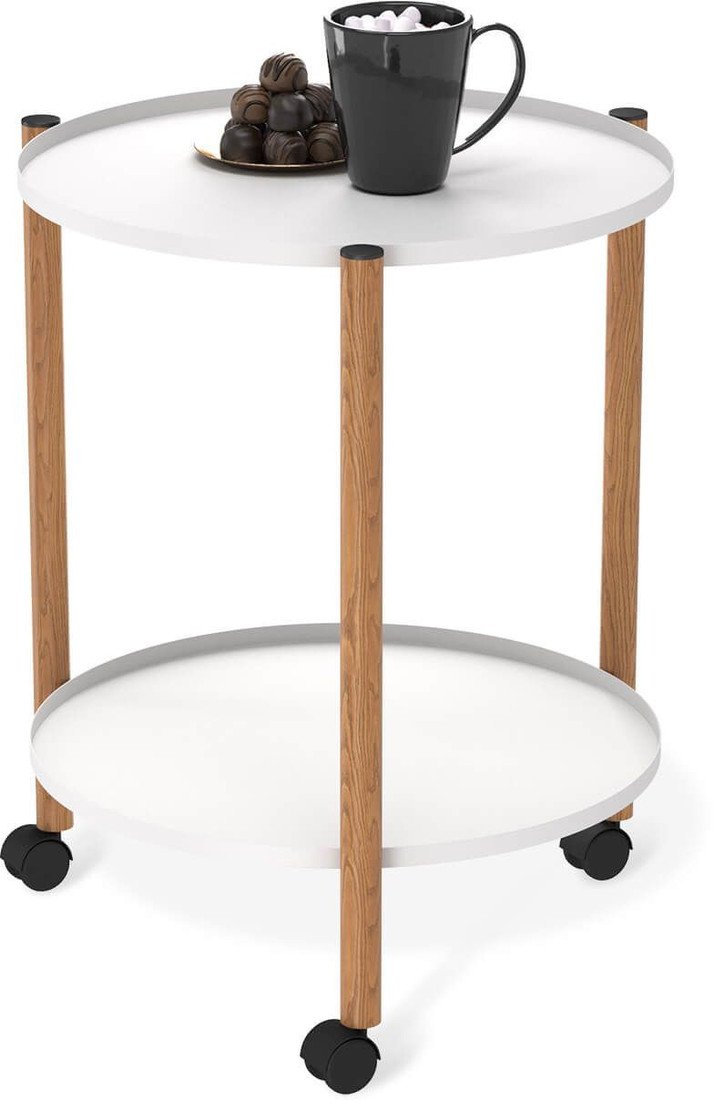 Журнальный столик Sheffilton SHT-CT62 (белый муар/светлый орех) - фото2