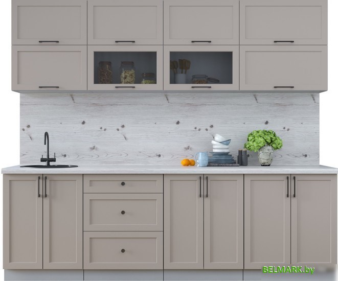 Готовая кухня Интерлиния Тренд 2.5Б (луна/луна/бискайская сосна) - фото