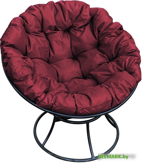 Кресло M-Group Папасан 12010402 (черный/бордовая подушка) - фото
