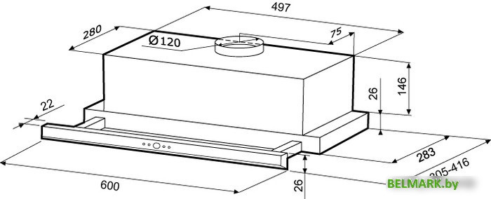 Кухонная вытяжка Krona Kamilla slim 600 black/inox (2 мотора) - фото2