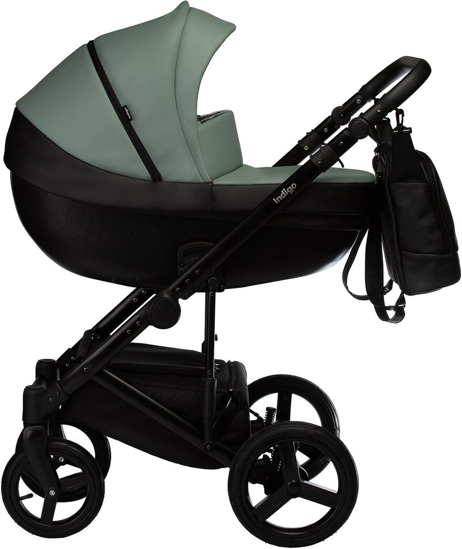 Универсальная коляска Indigo Tour Eco (2 в 1, te 03/черная кожа+шалфей кожа) - фото2