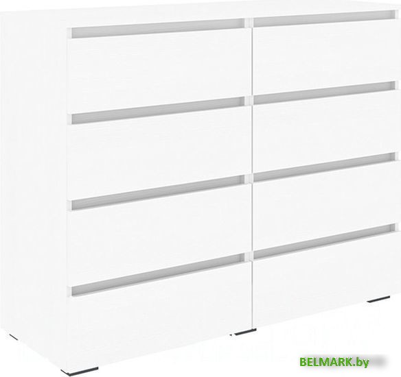Комод Кортекс-мебель Бари 120 8ш (белый/белый/белый) - фото