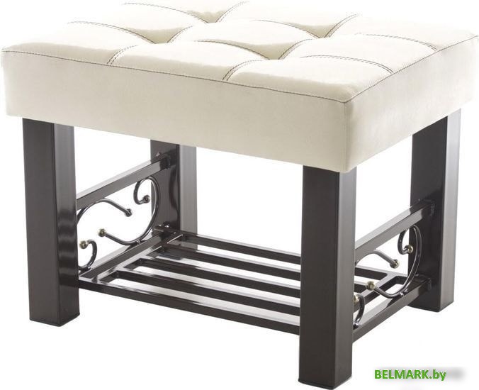 Банкетка AMC Lux 5 с полкой кожзам коричневый/бежевый/коричневый 5.1Б60232 - фото