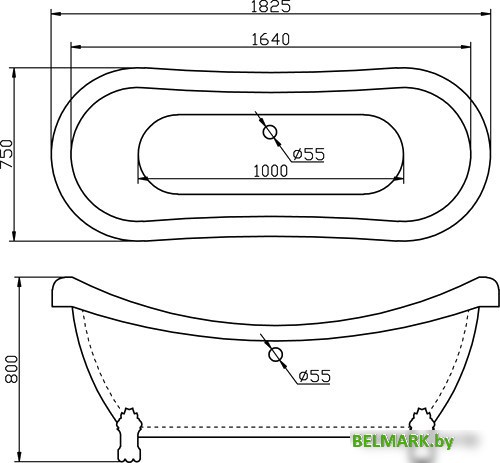 Ванна BelBagno BB05 182.5x75 - фото2