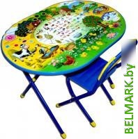 Складной стол Дэми УЗ-01 Овал: Веселая ферма (синий) - фото