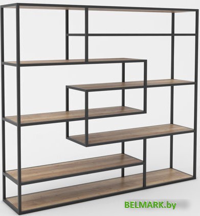 Стеллаж Hype Mebel Зиг-Заг 170x150 (черный/дуб галифакс натуральный) - фото