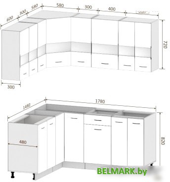 Угловая кухня Кортекс-мебель Корнелия Экстра 1.5x1.8 без столешницы (дуб сонома/венге) - фото2