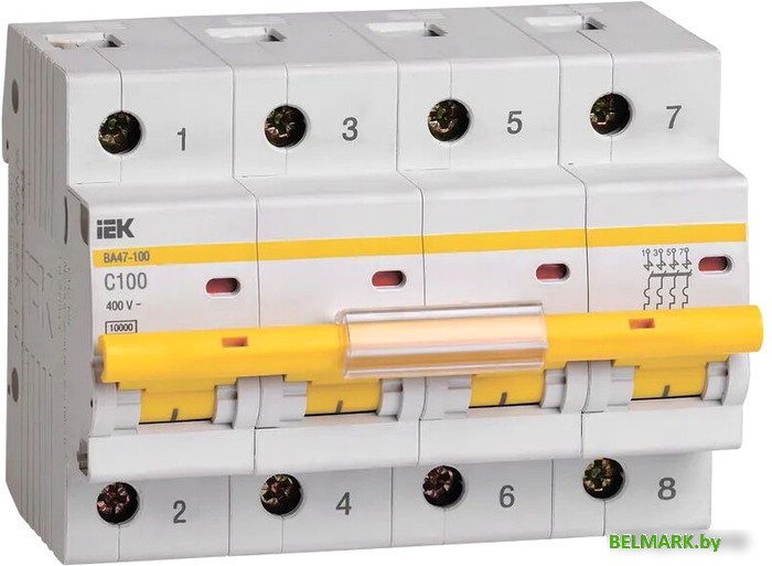 Выключатель автоматический IEK ВА 47-100 100А 4P 10кА С MVA40-4-100-C - фото
