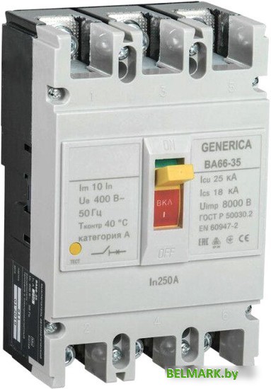 Выключатель автоматический Generica ВА 66-35 3Р 250А 25кА SAV30-3-0250-G - фото