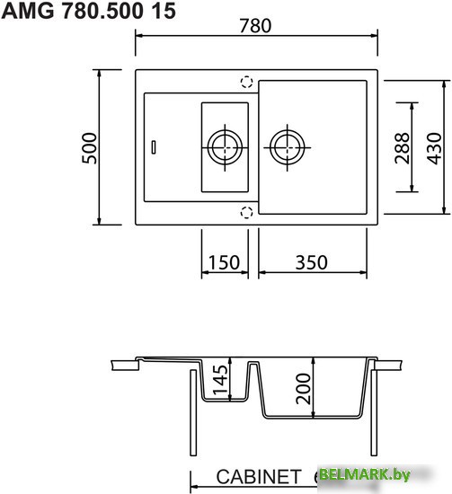 Кухонная мойка Longran Amanda AMG780.500 15 (croma/49) - фото2