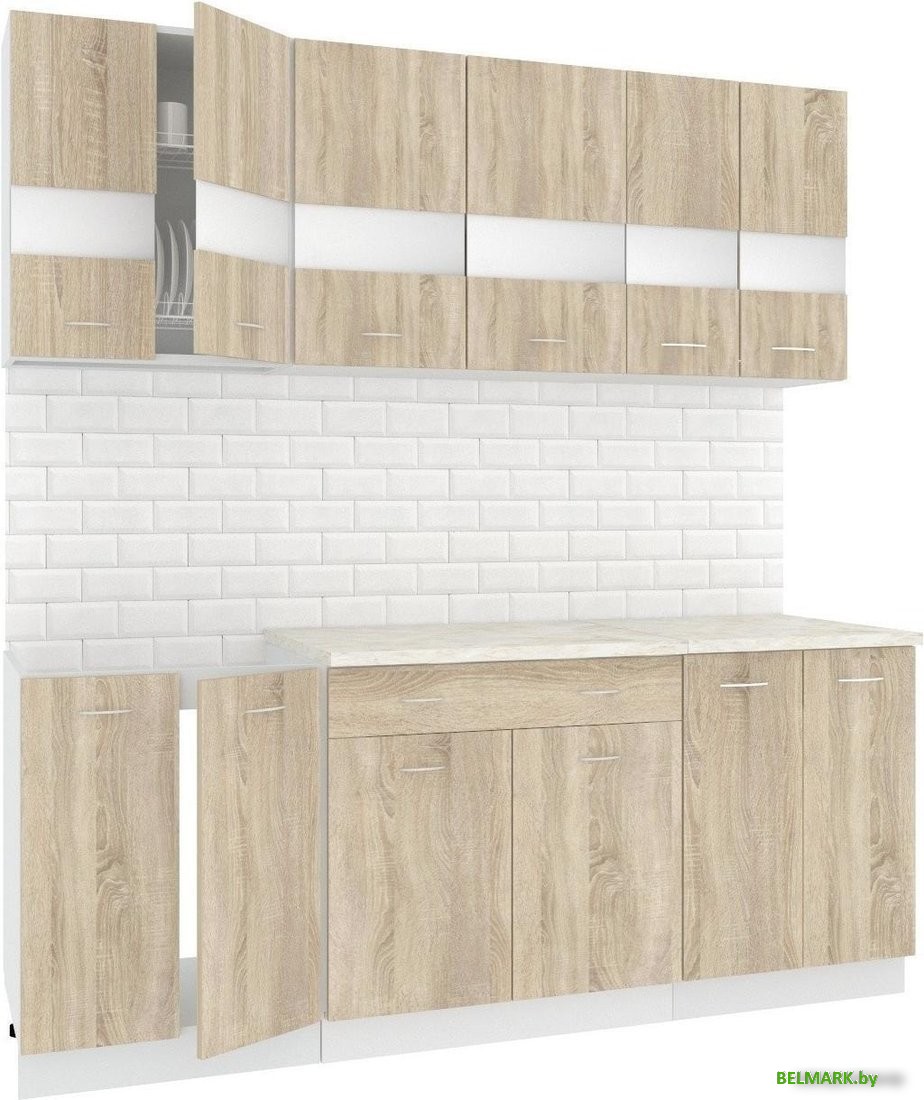 Готовая кухня Кортекс-мебель Корнелия Экстра 2.0м (дуб сонома/королевский опал) - фото