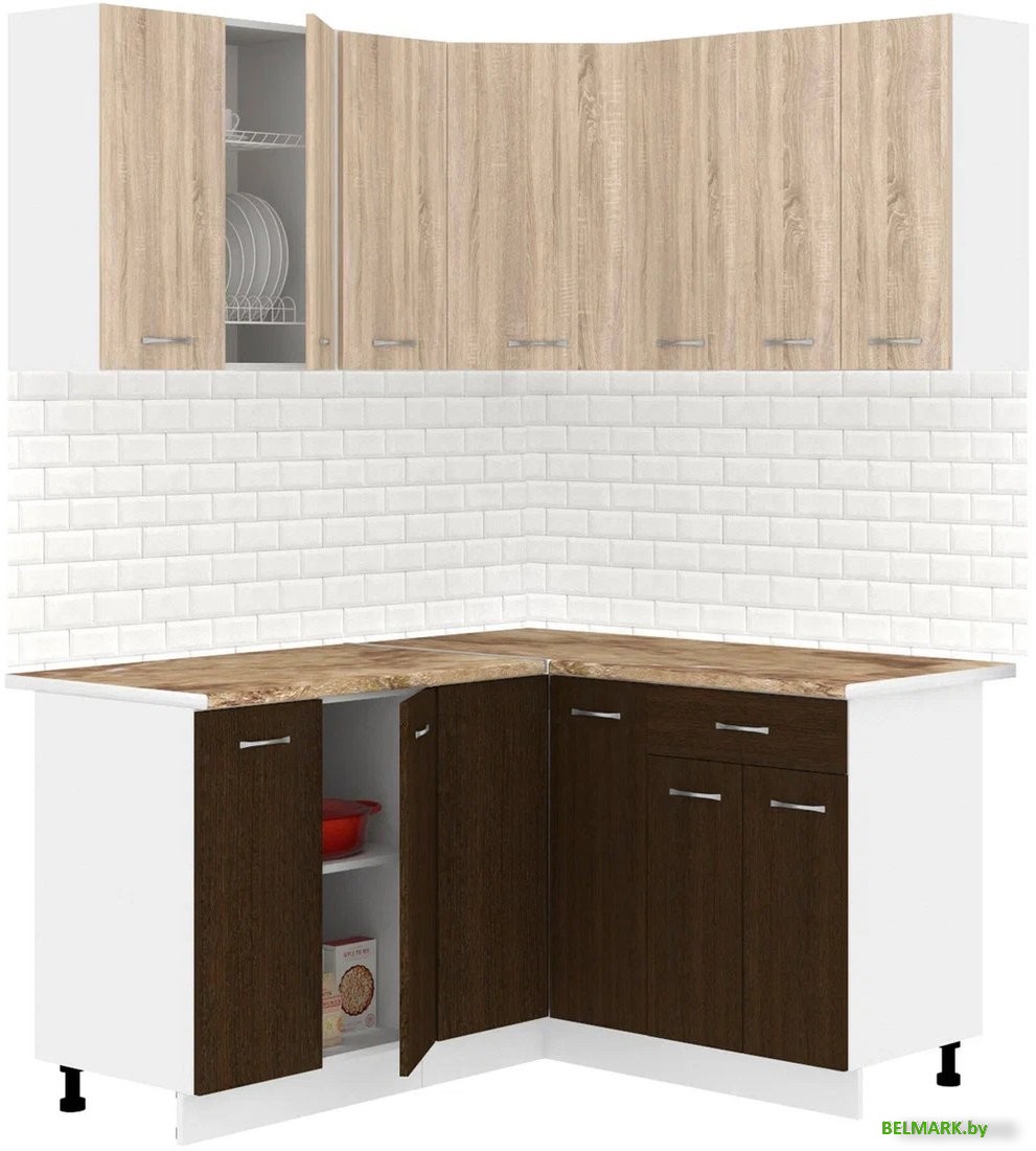 Готовая кухня Кортекс-мебель Корнелия Лира 1.5x1.4 (дуб сонома/венге/мадрид) - фото