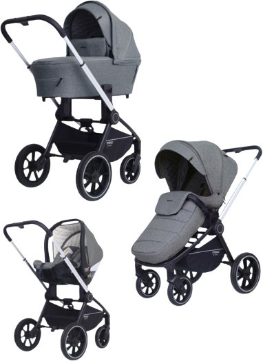 Универсальная коляска Rant MOWbaby Zoom PU (3 в 1, silver grey) - фото