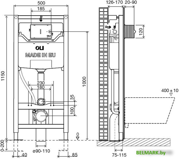 Инсталляция для унитаза OLI OLI120 Plus Механика OLIpure (Fresh) [152972] - фото2