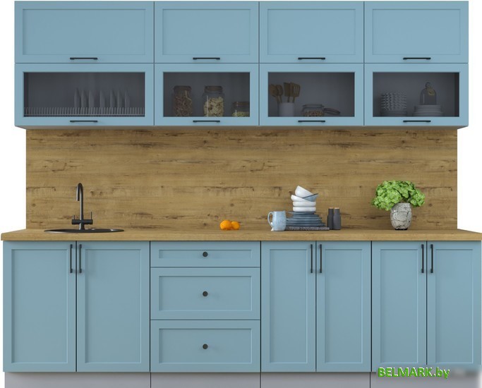 Готовая кухня Интерлиния Тренд 2.6Б (океан/океан/дуб бунратти) - фото
