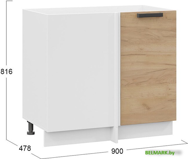 Шкаф напольный Трия Детройт 1Н9У (белый/дуб крафт золотой) - фото2