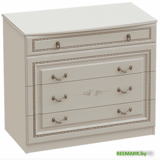 Комод Мебельград Николь с 4 ящиками (ясень жемчужный-ваниль) - фото