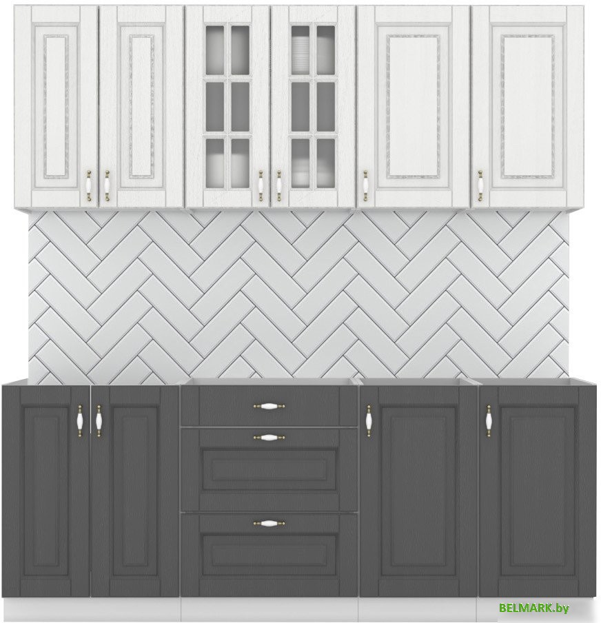 Готовая кухня Интермебель Бостон-5 2.0 без столешницы (акация белая/акация графит) - фото